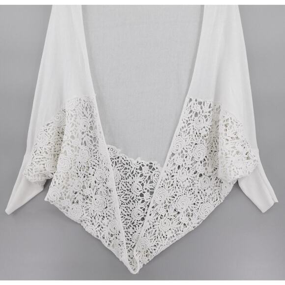 KOBI HALPERIN Open Front Cardigan Womens Small White Lace Crochet Wrap Draped - Picture 4 of 16